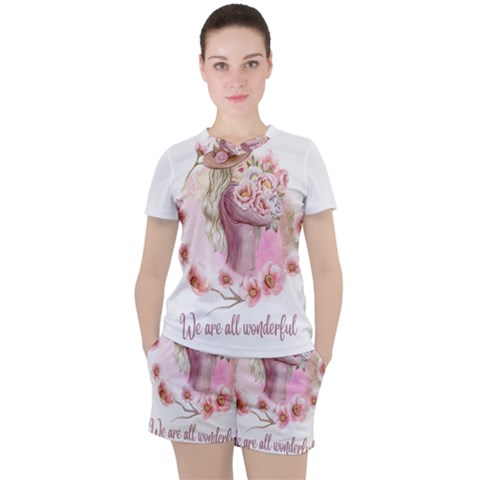 Women With Flower Women s Tee And Shorts Set by fashiontrends