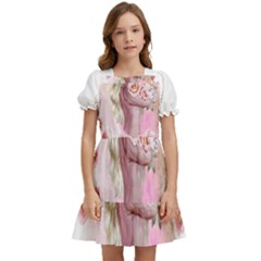 Women with flower Kids  Puff Sleeved Dress