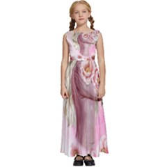 Women with flower Kids  Satin Sleeveless Maxi Dress
