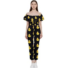 Rubber Duck Bardot Ruffle Jumpsuit by Valentinaart