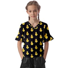 Rubber Duck Kids  V-neck Horn Sleeve Blouse by Valentinaart