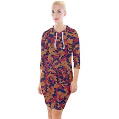 Kaleidoscope Dreams  Quarter Sleeve Hood Bodycon Dress by dflcprintsclothing