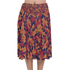 Kaleidoscope Dreams  Velvet Flared Midi Skirt