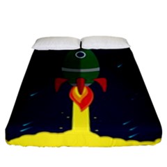 Rocket Halftone Astrology Astronaut Fitted Sheet (king Size)