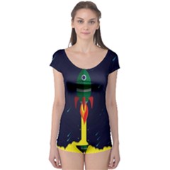 Rocket Halftone Astrology Astronaut Boyleg Leotard 