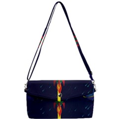 Rocket Halftone Astrology Astronaut Removable Strap Clutch Bag by Bangk1t