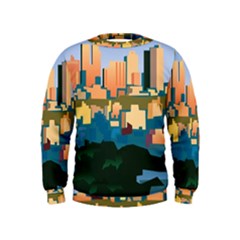 City Buildings Urban Dawn Kids  Sweatshirt