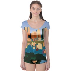 City Buildings Urban Dawn Boyleg Leotard 