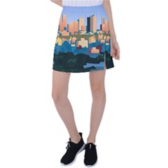 City Buildings Urban Dawn Tennis Skirt