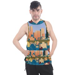 City Buildings Urban Dawn Men s Sleeveless Hoodie