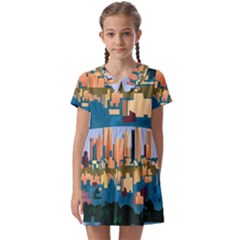 City Buildings Urban Dawn Kids  Asymmetric Collar Dress