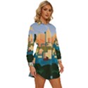 City Buildings Urban Dawn Womens Long Sleeve Shirt Dress View3