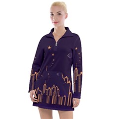 Skyscraper Town Urban Towers Women s Long Sleeve Casual Dress