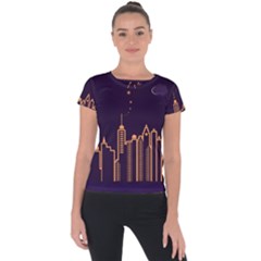 Skyscraper Town Urban Towers Short Sleeve Sports Top  by Bangk1t