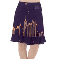 Skyscraper Town Urban Towers Fishtail Chiffon Skirt by Bangk1t