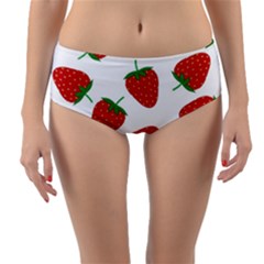 Seamless Pattern Fresh Strawberry Reversible Mid-waist Bikini Bottoms