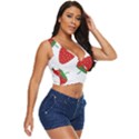 Seamless Pattern Fresh Strawberry Women s Sleeveless Wrap Top View3