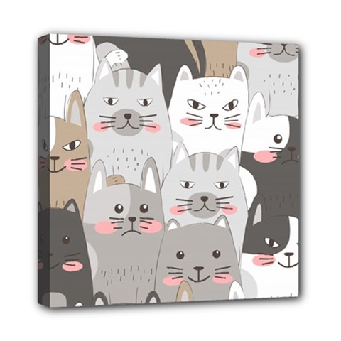 Cute Cats Seamless Pattern Mini Canvas 8  X 8  (stretched) by Bangk1t