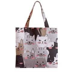Cute Cats Seamless Pattern Zipper Grocery Tote Bag
