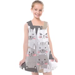 Cute Cats Seamless Pattern Kids  Cross Back Dress by Bangk1t