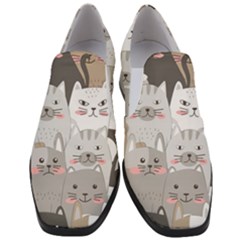 Cute Cats Seamless Pattern Women Slip On Heel Loafers