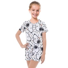 Dog Pattern Kids  Mesh Tee And Shorts Set