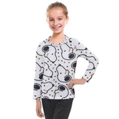 Dog Pattern Kids  Long Mesh Tee