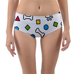 Dog Paw Seamless Pattern Footprint Bone Reversible Mid-waist Bikini Bottoms by Bangk1t