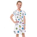 Dog Paw Seamless Pattern Footprint Bone Kids  Drop Waist Dress View1