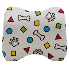 Dog Paw Seamless Pattern Footprint Bone Velour Head Support Cushion by Bangk1t