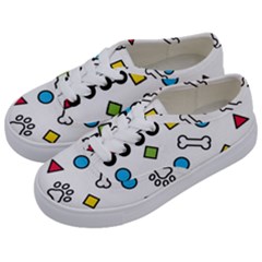 Dog Paw Seamless Pattern Footprint Bone Kids  Classic Low Top Sneakers by Bangk1t