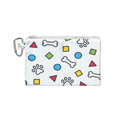 Dog Paw Seamless Pattern Footprint Bone Canvas Cosmetic Bag (small)