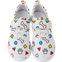 Dog Paw Seamless Pattern Footprint Bone Men s Velcro Strap Shoes