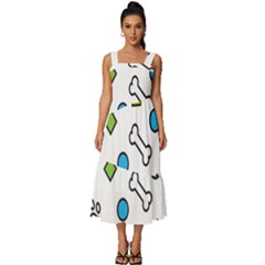 Dog Paw Seamless Pattern Footprint Bone Square Neckline Tiered Midi Dress by Bangk1t