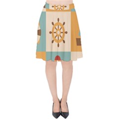 Nautical Elements Collection Velvet High Waist Skirt