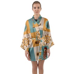 Nautical Elements Collection Long Sleeve Satin Kimono