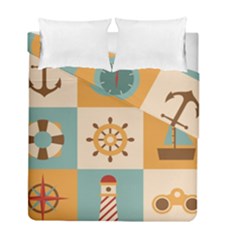 Nautical Elements Collection Duvet Cover Double Side (full/ Double Size)