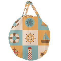 Nautical Elements Collection Giant Round Zipper Tote