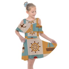 Nautical Elements Collection Kids  Shoulder Cutout Chiffon Dress by Bangk1t