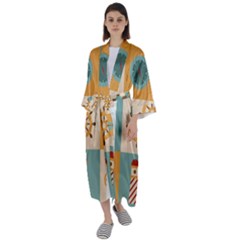 Nautical Elements Collection Maxi Satin Kimono