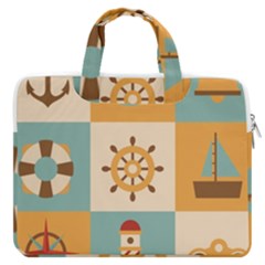 Nautical Elements Collection Macbook Pro 16  Double Pocket Laptop Bag 