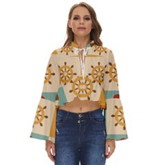 Nautical Elements Collection Boho Long Bell Sleeve Top
