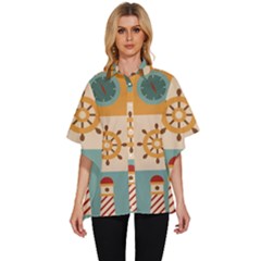 Nautical Elements Collection Women s Batwing Button Up Shirt