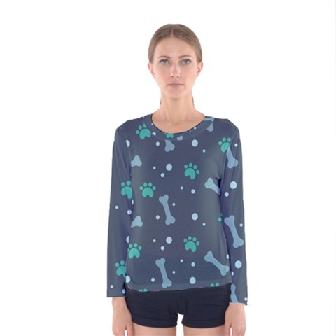 Bons Foot Prints Pattern Background Women s Long Sleeve Tee by Bangk1t