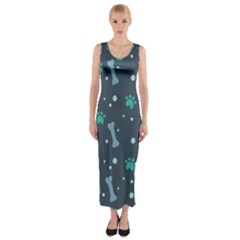 Bons Foot Prints Pattern Background Fitted Maxi Dress by Bangk1t