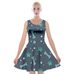 Bons Foot Prints Pattern Background Velvet Skater Dress by Bangk1t