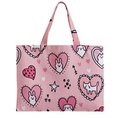 Cartoon Cute Valentines Day Doodle Heart Love Flower Seamless Pattern Vector Zipper Mini Tote Bag
