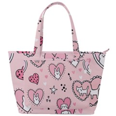 Cartoon Cute Valentines Day Doodle Heart Love Flower Seamless Pattern Vector Back Pocket Shoulder Bag 