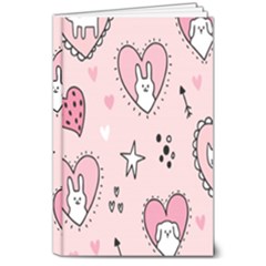 Cartoon Cute Valentines Day Doodle Heart Love Flower Seamless Pattern Vector 8  X 10  Hardcover Notebook