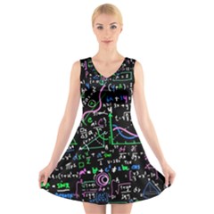 Math Linear Mathematics Education Circle Background V-neck Sleeveless Dress